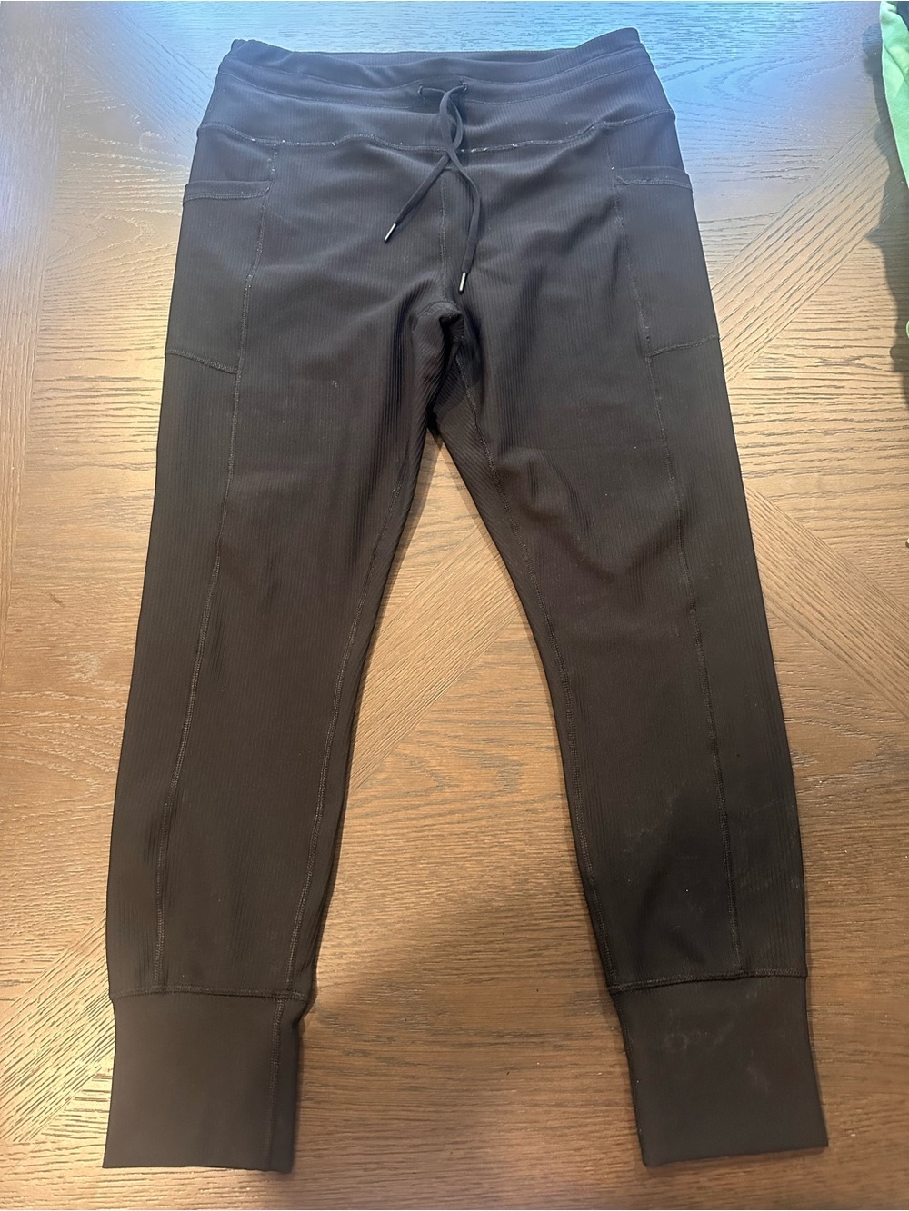 Yogalicious Men's Black Ribbed Jogger Pants with Drawstring